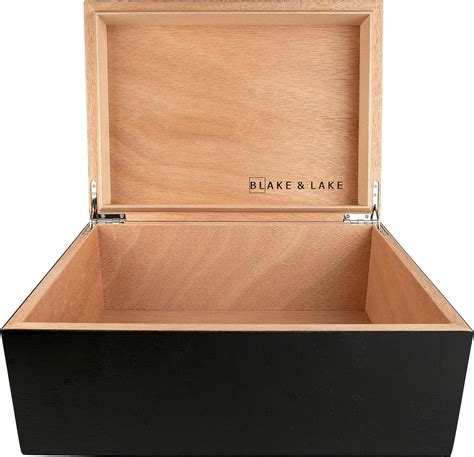 Black Wooden Storage Box With Lid 